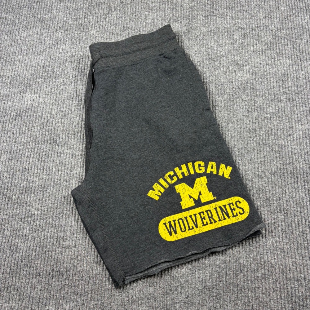 Sideline Apparel Shorts Mens L Michigan Wolverines Gray Sweat Raw Hem NCAA
